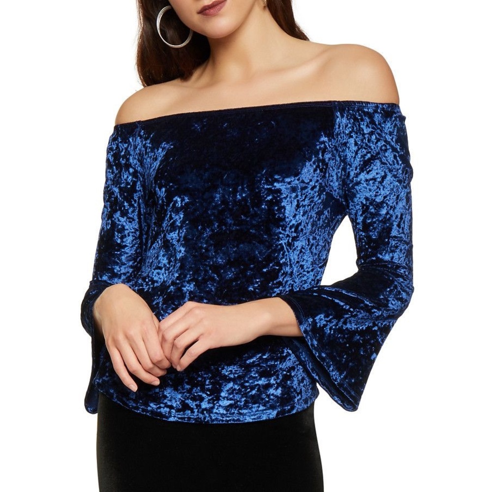 off the shoulder velvet top